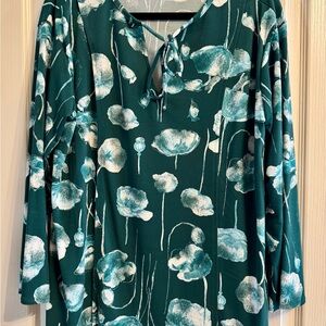 Alfani Teal Floral Blouse